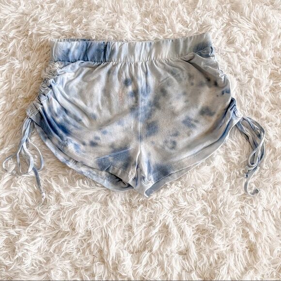 Maronie x Revolve Blue Tie Dye Drawstring Shorts with Shirred Sides SZ S BNWT - Picture 1 of 7